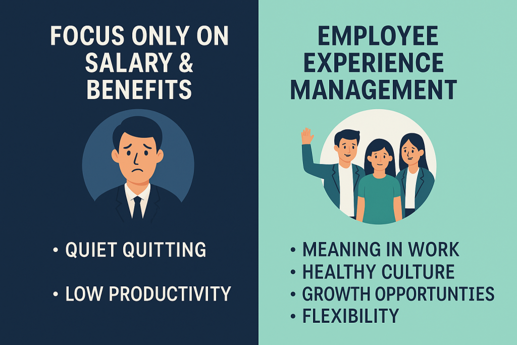 مقایسه تمرکز بر حقوق و مزایا با مدیریت تجربه کارکنان